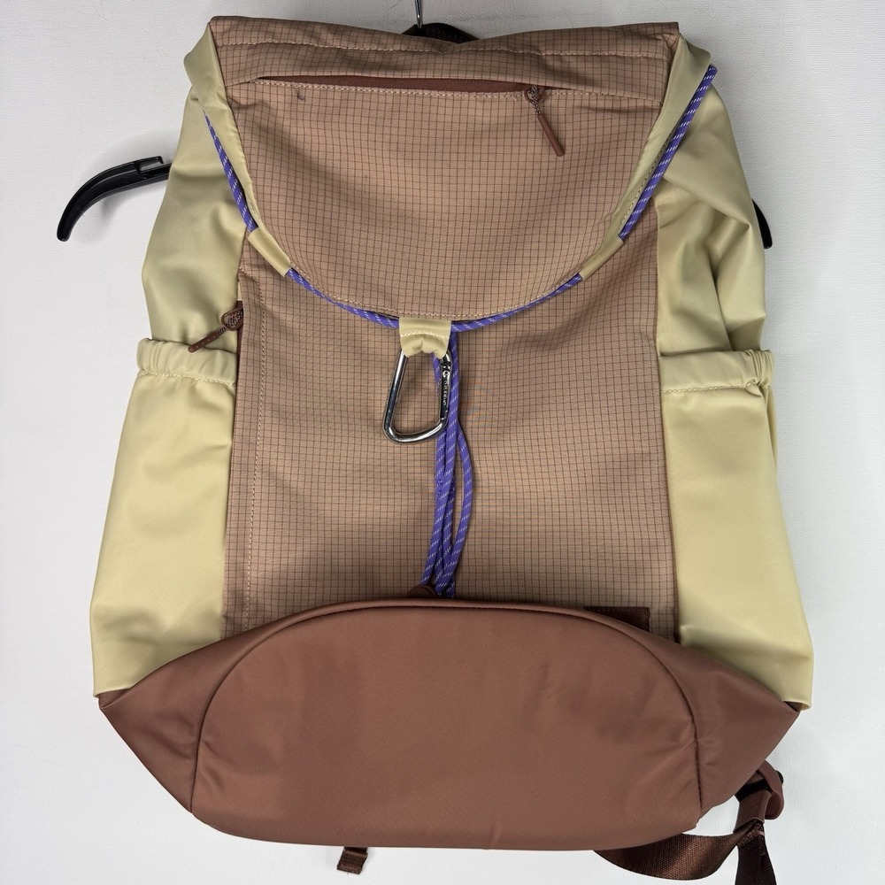 lululemon Hiking Backpack 21-35L Drawstring 3 Pockets Brown Beige Purple